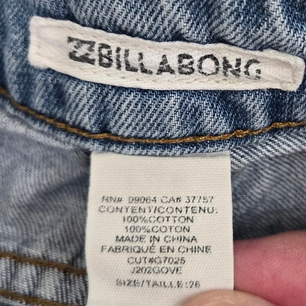 Billabong High Tides Distressed Denim Shorts Women Size 26 Thrashed Cut Off Blue